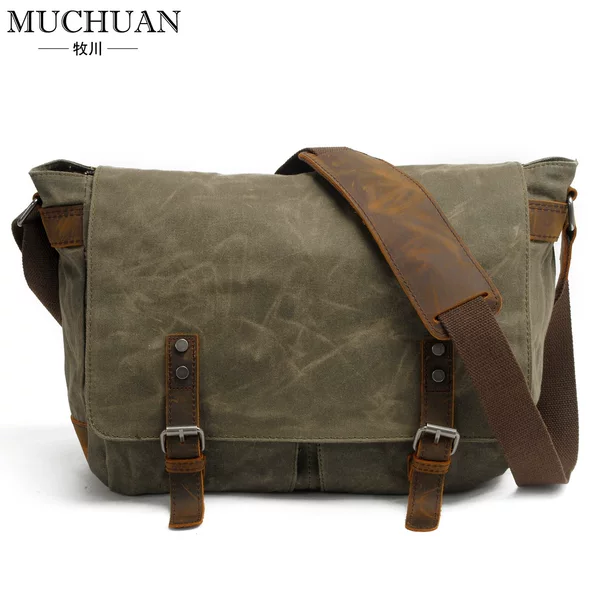 New Retro Thickened Canvas Computer Bag 15.6inch Men's Casual Large-Capacity Shockproof Shoulder Crossbody Bag