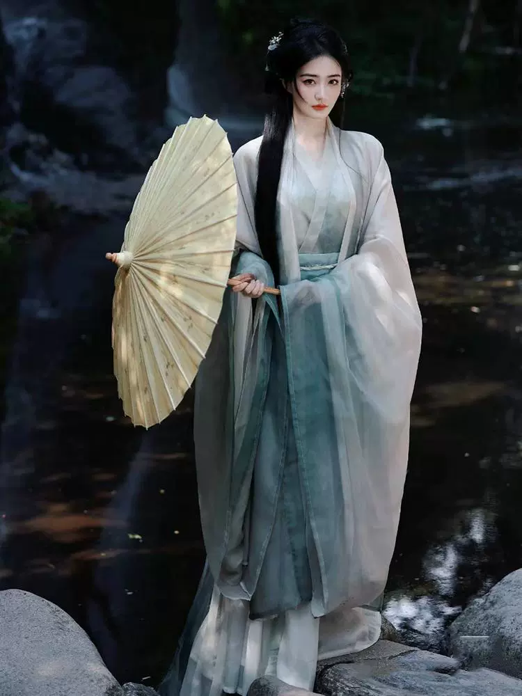 Длинное рукавноеHanfu — стиль Вэй-Цзинь / Северо-Южный, комплект из 3 предметов с перекрёстной лацкой талии или отдельная верхняя часть, XS–XL