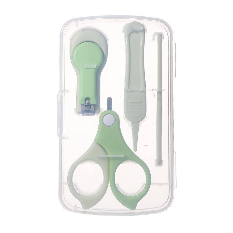 Cuatro piezas de tijeras de uñas para bebés multicolores, ajuste de clip de uñas de seguridad para bebés, conjunto de archivos de uñas para bebés