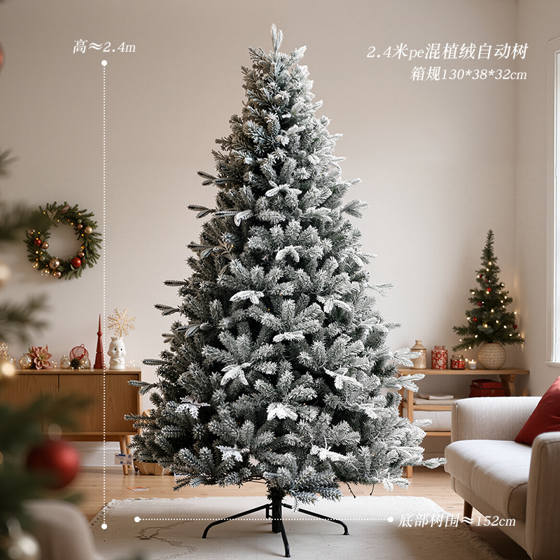 Arbol de Navidad blanco flocado pe decoración de Navidad nieve simulación árbol de nieve criptografado lujoso paisaje de nieve árbol grande desnudo
