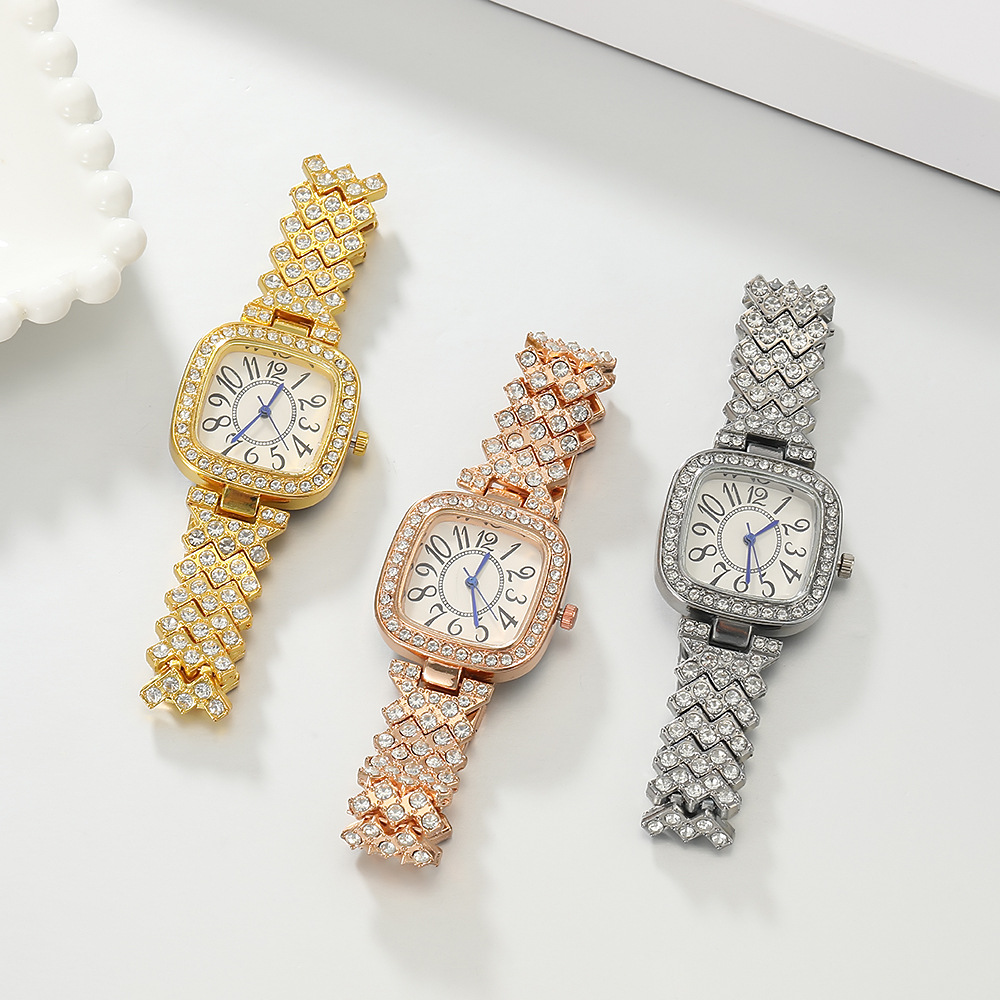 时尚高级感方形水钻手表 初高中学生手表腕表生日礼物精致小礼品