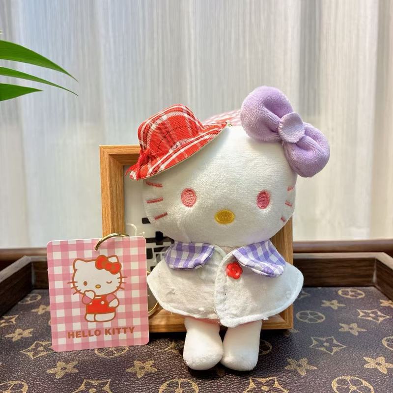 礼帽Kitty夏日度假小披风 挂件可爱饰品粉色公仔毛绒挂饰礼物新款|undefined