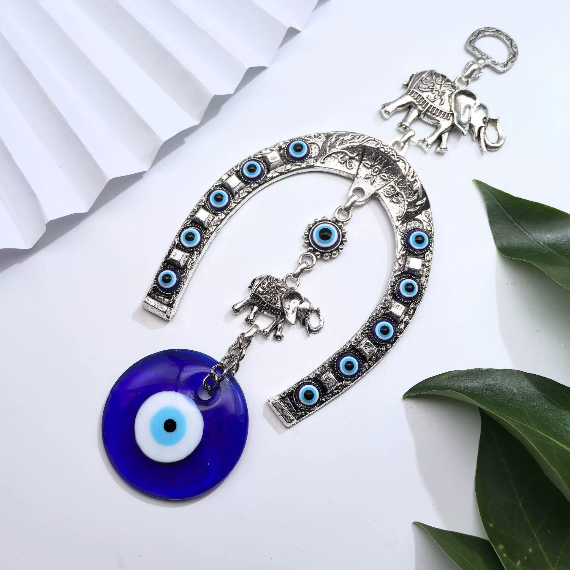 Прямые поставки с фабрики синий турецкий глаз украшения слон подкова сплава автомобиль кулон оптом висит ткань
