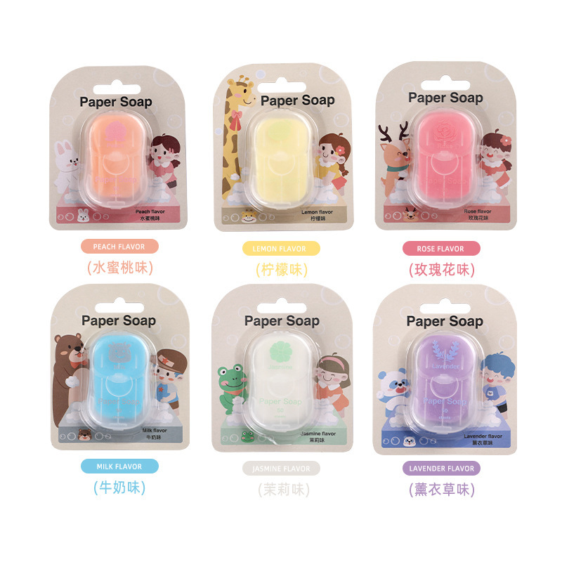 50 piezas de jabón portátil desechable al aire libre mini toalletes portátiles para viajes de uso común papel de jabón