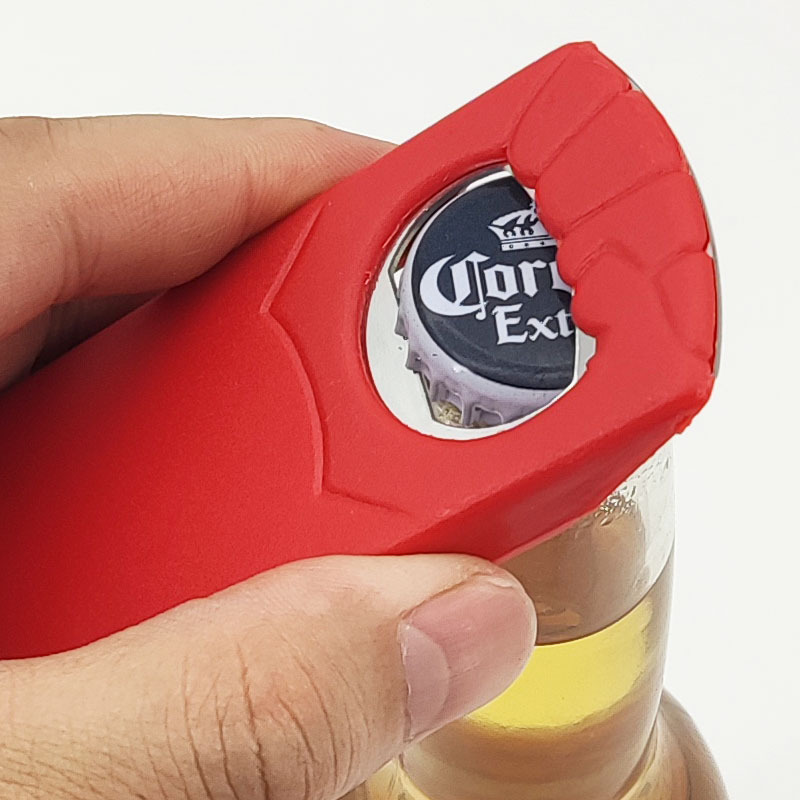 A beer opening magic tool with a plastic handle, mirror-polished beer and soda opener, soy sauce cap remover, can be customized with a logo.