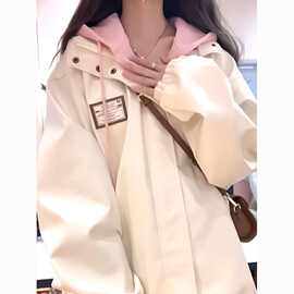 日系软妹假两件工装学院风外套女学生韩版宽松秋季新款夹克潮