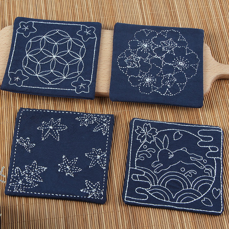 Paquete de material de bordado hecho a mano de bricolaje conjunto de tela estera de té montaña regalo creativo bordado paquete de material principiante