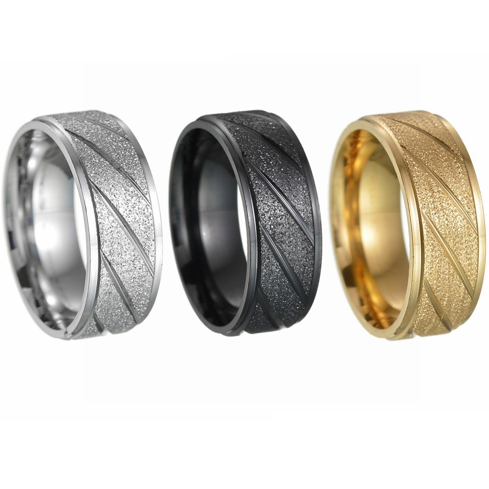 New matte bevel personalized design men's wedding ring simple fashion explosion_voghion.com