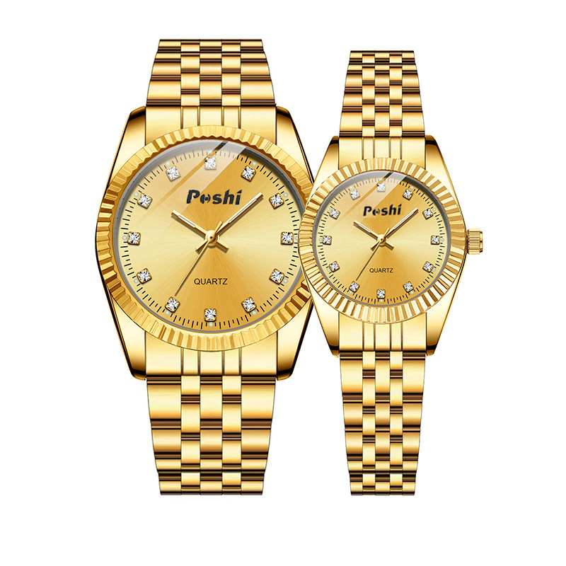 Relojes de pareja de aleación transfronterizos, relojes de pulsera de acero para estudiantes, relojes de cuarzo para hombre y mujer, relojes casuales sencillos para hombre