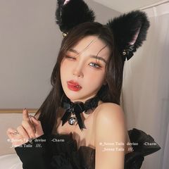 New Cat Ears Collar Set with Bell Headband, Bow Tie, Small Wild Cat Style, Girl Christmas Bell Hat