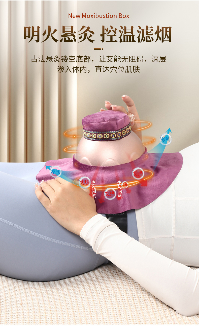 Portable Moxibustion Box Ai Mei Jiu Household Warming Moxa Stick Holder with Acupoint Chart key features