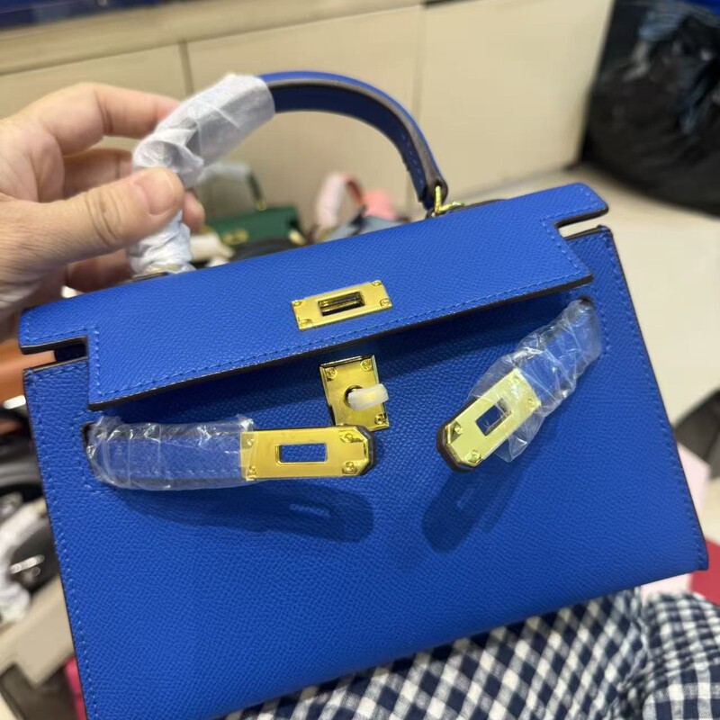 High-End Silver Buckle Palm Print Kelly Bag 2026 New Fashion Women's Second Generation Mini Handbag Shoulder Crossbody Bag