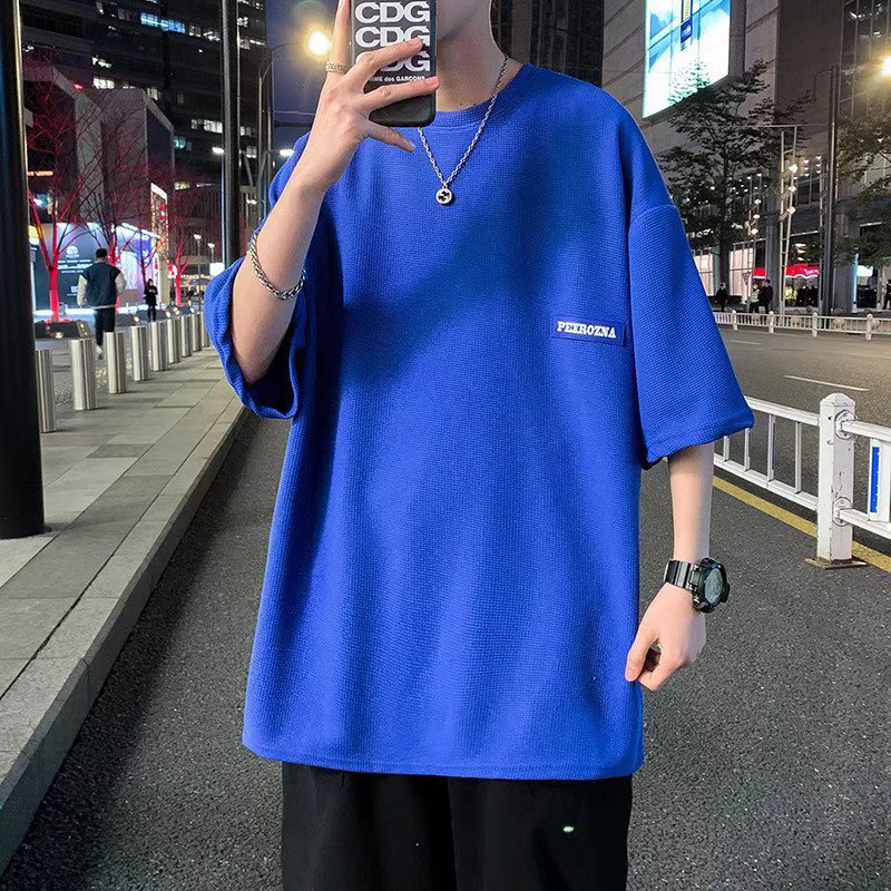 克萊因藍華夫格重磅短袖男士t恤潮牌夏季潮流ins寬松大碼oversize