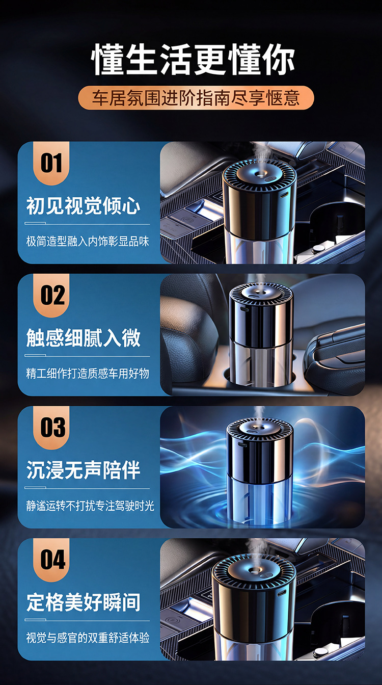 Automatic Spray Car Aromatherapy Car Perfume Car High-End Smart Aromatherapy Machine Decorative Ornaments to Remove Odor and Light Fragrance
