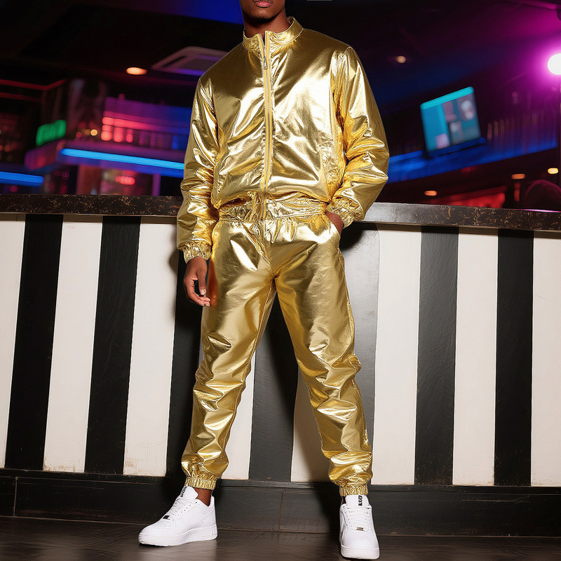 Foreign Trade Autumn and Winter New Jacket Men's Suit Stage Gold Costume Performance Jacket Men's Clothes and Pants Ready for Sale Foreign Trade Autumn and Winter New Jacket Men's Suit Stage Gold Costume Performance Jacket Men's Clothes and Pants Ready for Sale