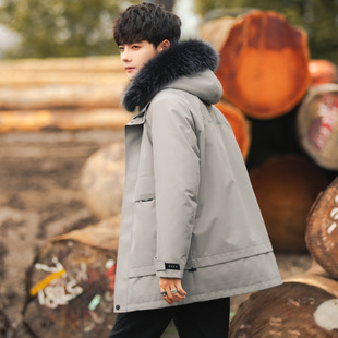 2162 Winter Men's Parker Short Rabbit Fur Liner Fur One-piece Silver Fox Fur Hooded Haining Leather Jacket