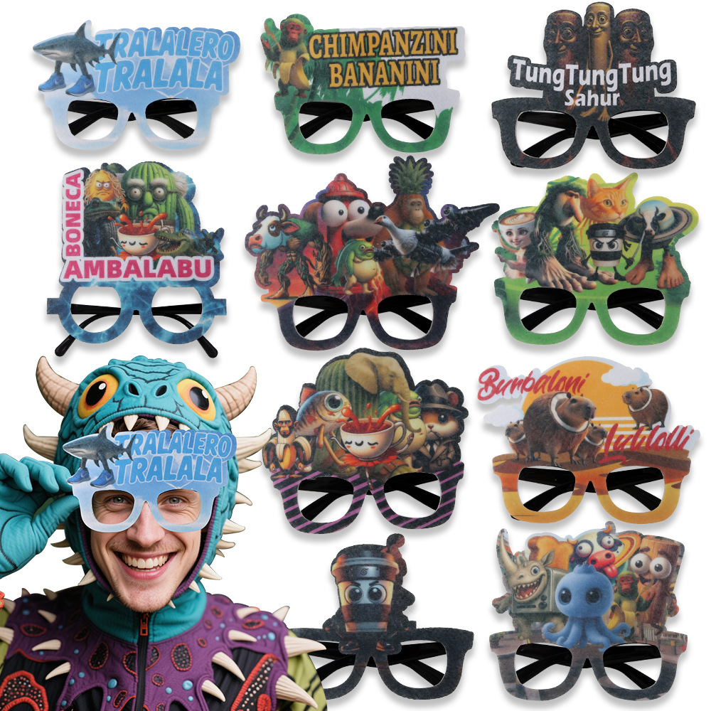 Montañas extranjeras, mares, gafas de madera, tiburones, monos, extraños accesorios de fotografía, gafas de fiesta, montañas, mares, AI, Estados Unidos image 1