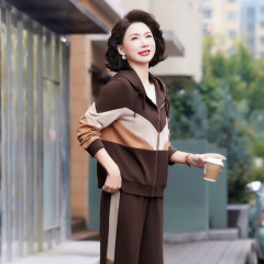 2025新款中老年装洋气运动外套上衣裤子两件套妈妈装拼色休闲套装