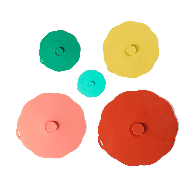 Tapas de sellado universales de calidad alimentaria para tazas y tazones, a prueba de polvo para refrigeradores, a prueba de salpicaduras para hornos de microondas, juego de cinco tapas de silicona para conservar la frescura