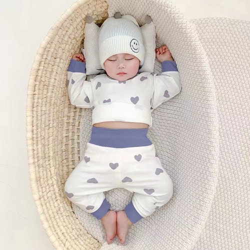 Baby clothes, high waist, belly protection, autumn and winter baby home clothes, pajamas set, bottoming thermal underwear two-piece set