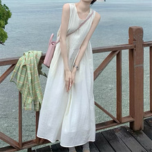 法式白色背心吊带连衣裙女夏小个子波西米亚云南大理海边度假长裙