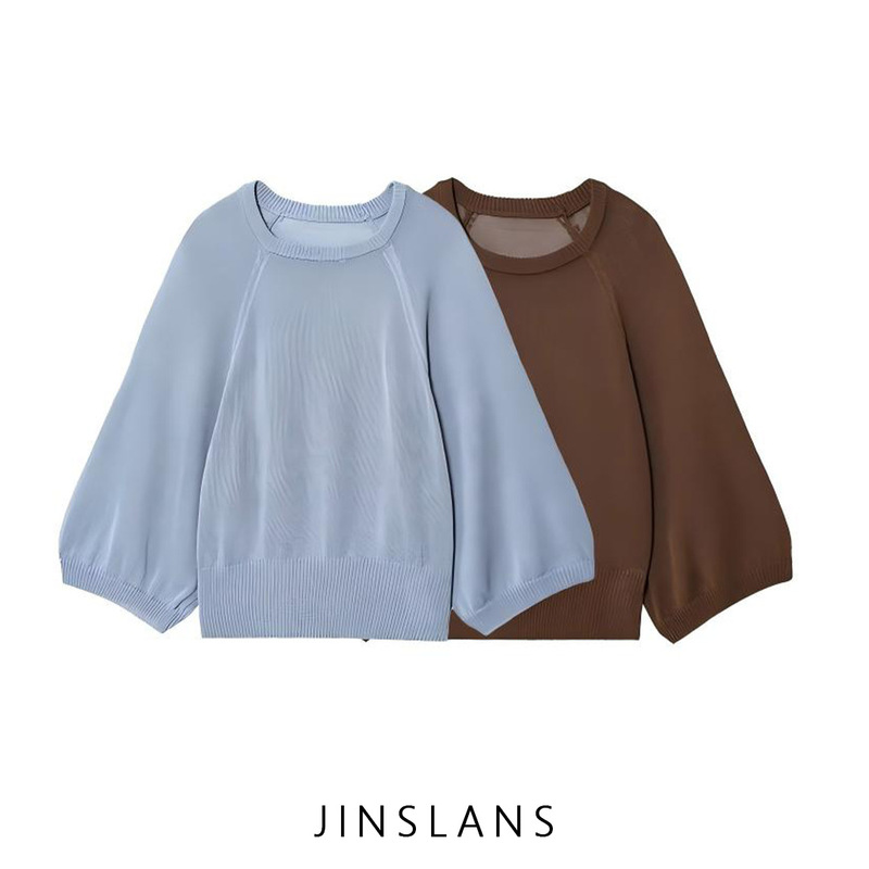 Cross-Border Za European and American Style Women's Clothing Aliexpress Ins Popular Fashion Versatile Elegant Wide-Sleeved Knitwear 5536021