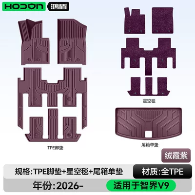 Zhijie V9 Floor Mats, Tpe26: Modelə uyğun ayaqaltı - 212t01-zhijie-v9-26-models-seven-seats-package-model-rongxia-purple-tpe-purple-starry-sky-blanket-tail-box-single-pad