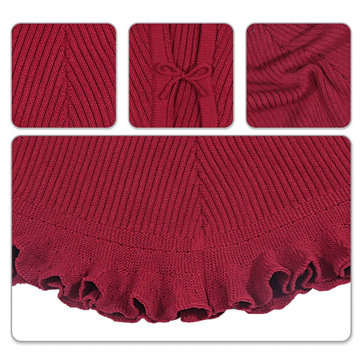 Amazon nuevo árbol de Navidad Decoración Accesorios decoración inferior punto plisado encaje rojo árbol de Navidad falda