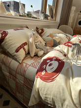 ins卡通小熊紅色床上四件套全棉純棉文藝1.5m米1.8被套床單三件套
