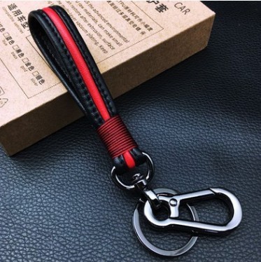 革ロープキーホルダーペンダント編組ロープキーリング金属カップル漫画アクセサリー男性と女性の車のキーチェーン