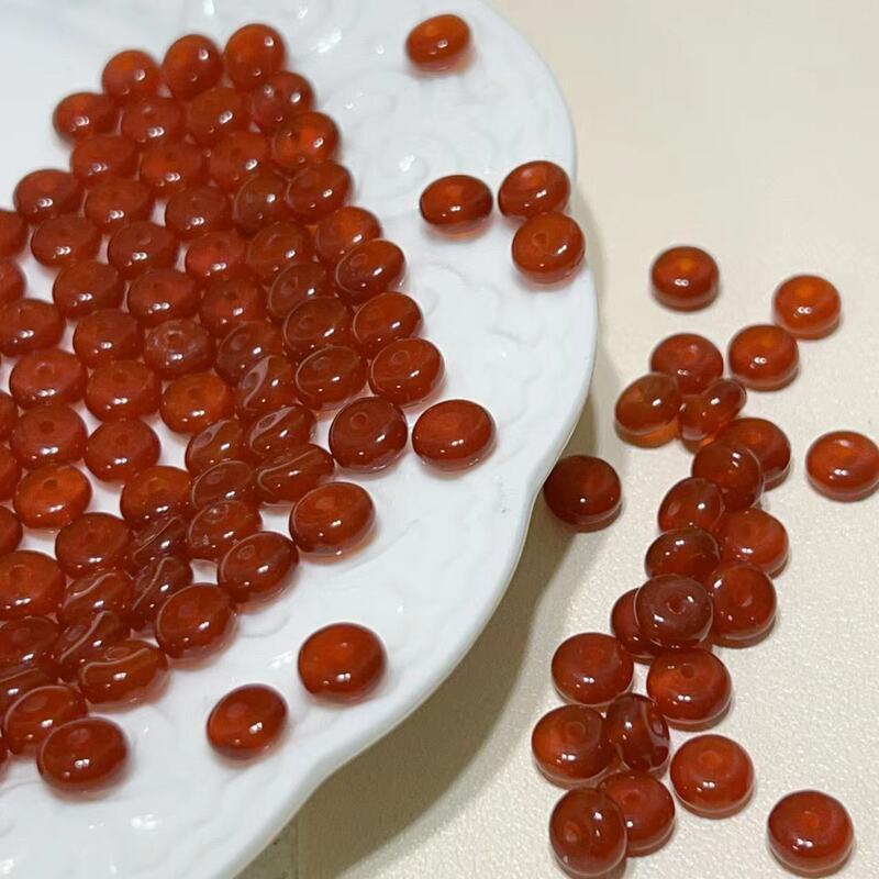 Natural red agate plate beads loose beads spacer fashion text play bracelet accessories bracelet with beads jewelry pendant DIY