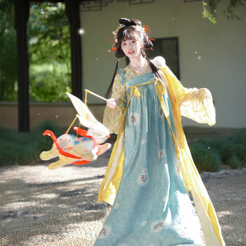 Flower Chronicle [Flower-Picking Boy] Tang-style Hanfu women's chest-high skirt, new spring-summer everyday pastoral small Tang-style outfit for women