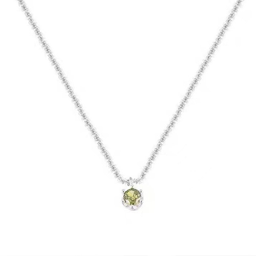 Minimalist Sweet Olive Green Diamond Pendant Starry Sky Necklace, Unique Light Luxury Shimmering Clavicle Chain