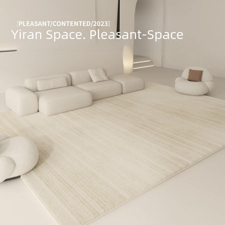 Minimalist living room carpet and thick lamb cashmere bed in front of the long bedside blanket sofa coffee table carpet bakedown floor pad
