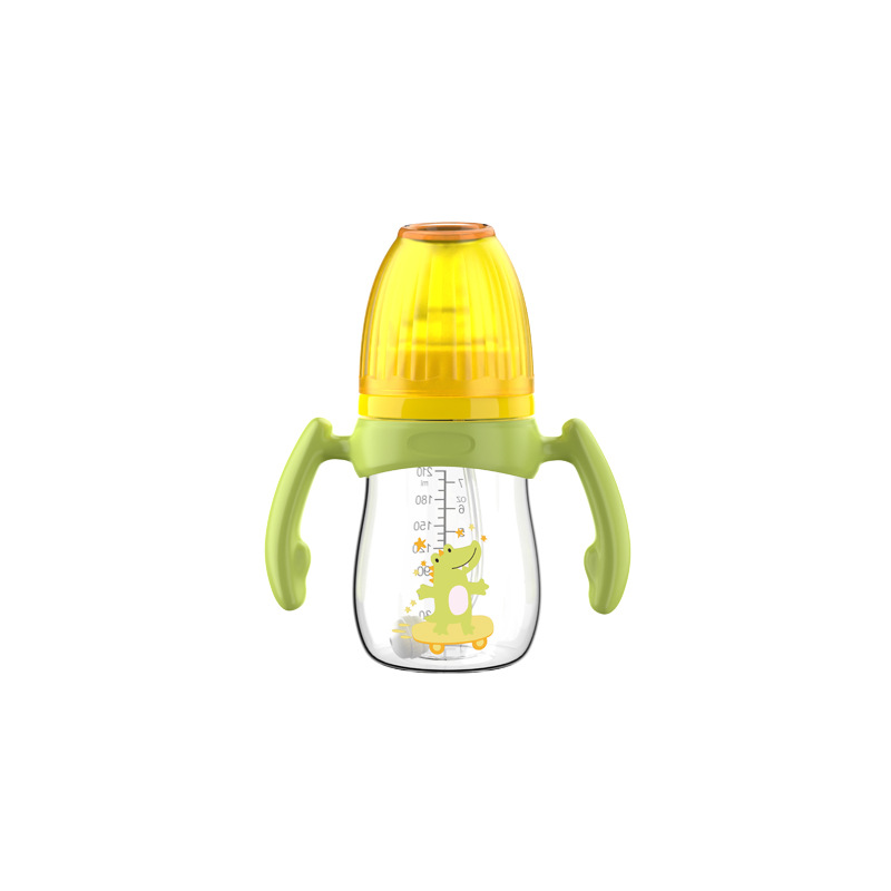 Biberón con tetina tipo chupete en caja, 210/240/300 ml, serie Cactus, con asa, biberón de PP con pajita