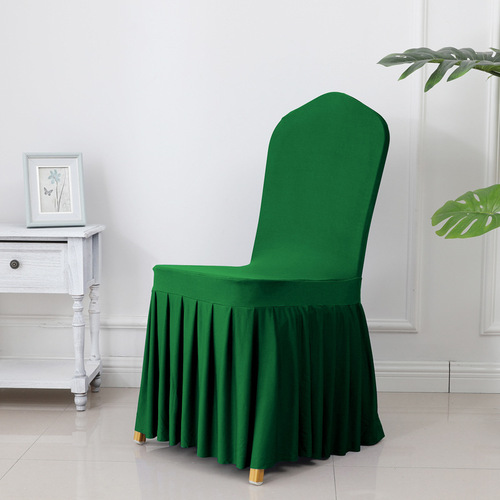 Banquet chair cover with thick elastic pleated skirt dining chair cover for wedding celebration hotel restaurant skirt hem hotel linen