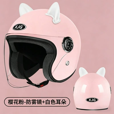 Motosiklet kaskı (dəbilqə) – for All Seasons, Warm and - spray-paint-mist-powder-white-cat-ears-hd-clear-lens