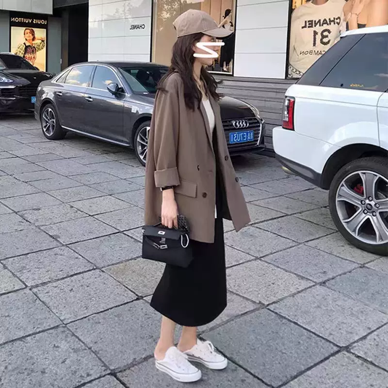 2025年春秋新款韩版休闲女小西装外套韩版宽松无垫肩休闲西装上衣