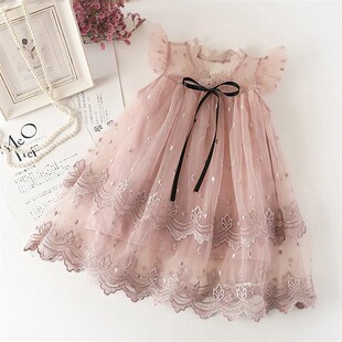 Summer 2025 Girl's Western Style Princess Dress New Korean Style Children's dress Embroidered Mesh Tutu Dress Dress