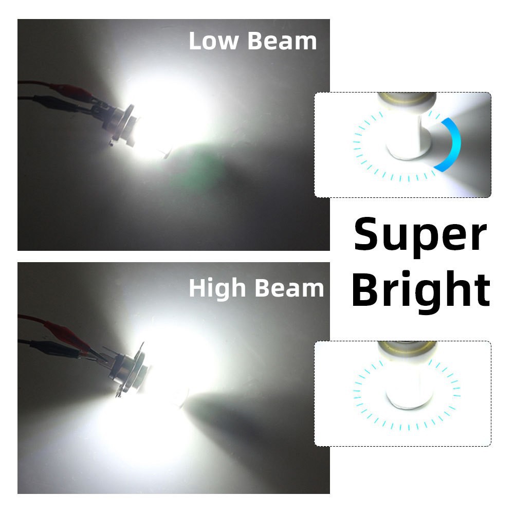 Motorcycle Led Headlight with High and Low Beam, Cob Led Front Headlight, Single-Claw Ceramic Light, Double-Claw Electric Vehicle Light, H4 Three-Sided