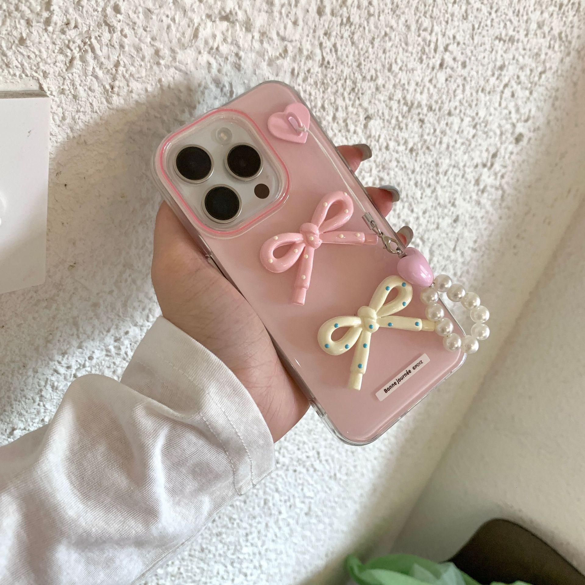 Verano pequeño y fresco arco tridimensional para Apple 16ProMax funda para teléfono móvil 15Pro Nuevo colgante 14/13 15