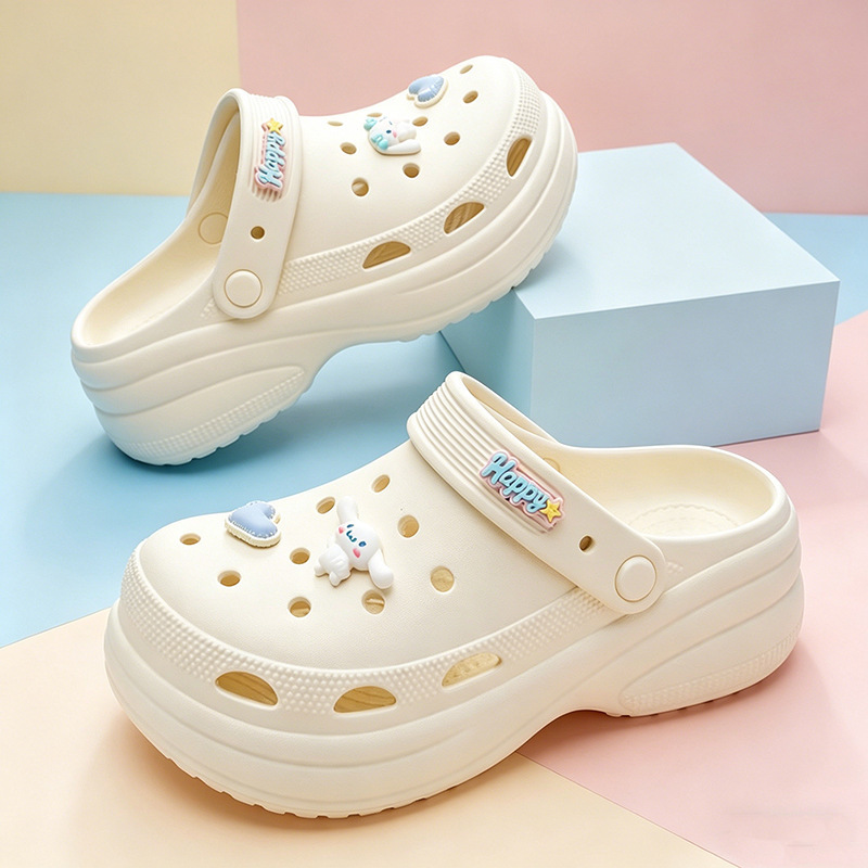 Women's Thick-Soled Clogs 2025 Summer Outdoor Height-Increasing Trendy Closed-Toe Mules Nurse Non-Slip Beach Sandals