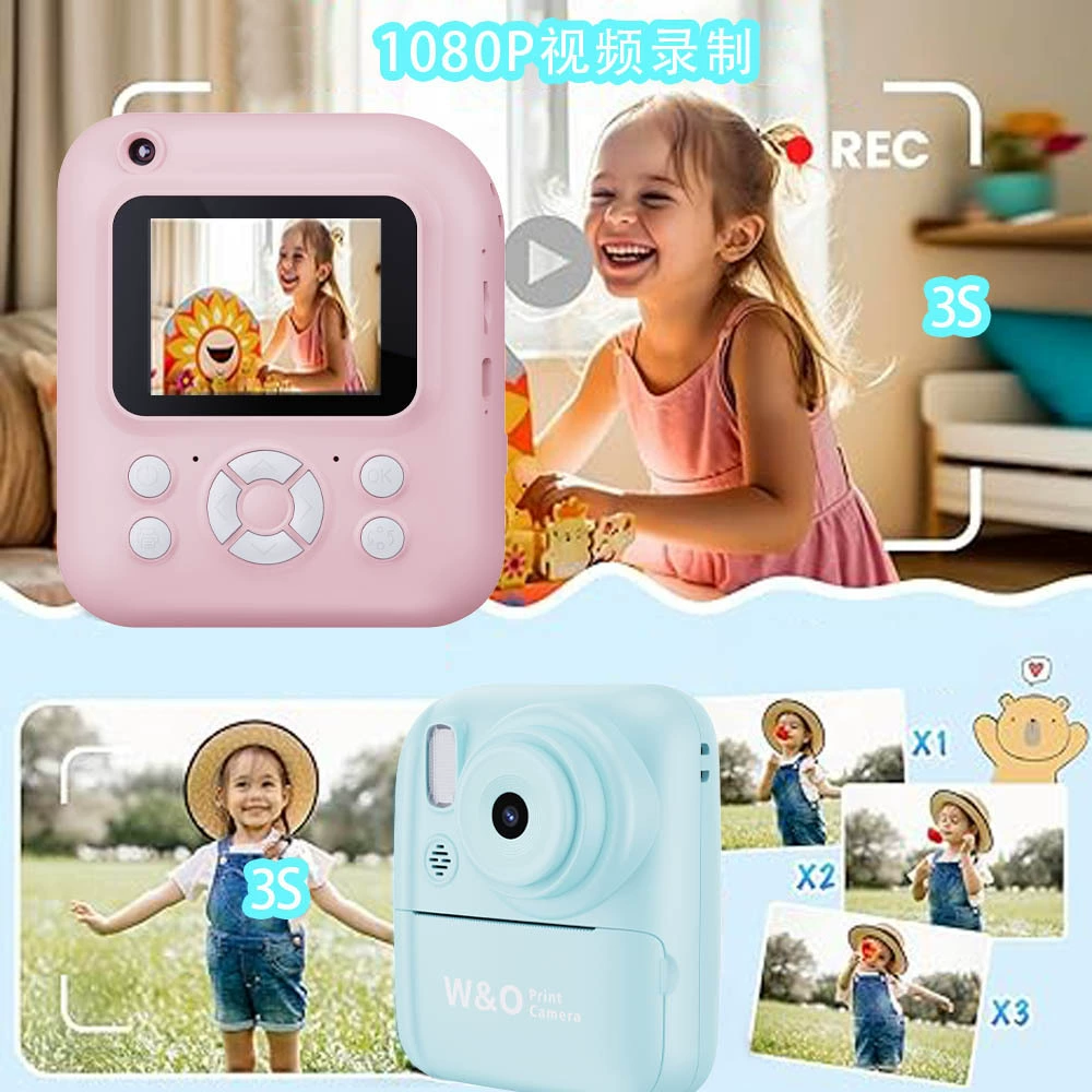 Цифровая игрушечная камера (Polaroid) — 1080p, встроенный мини-принтер, Type-C, подарок детям