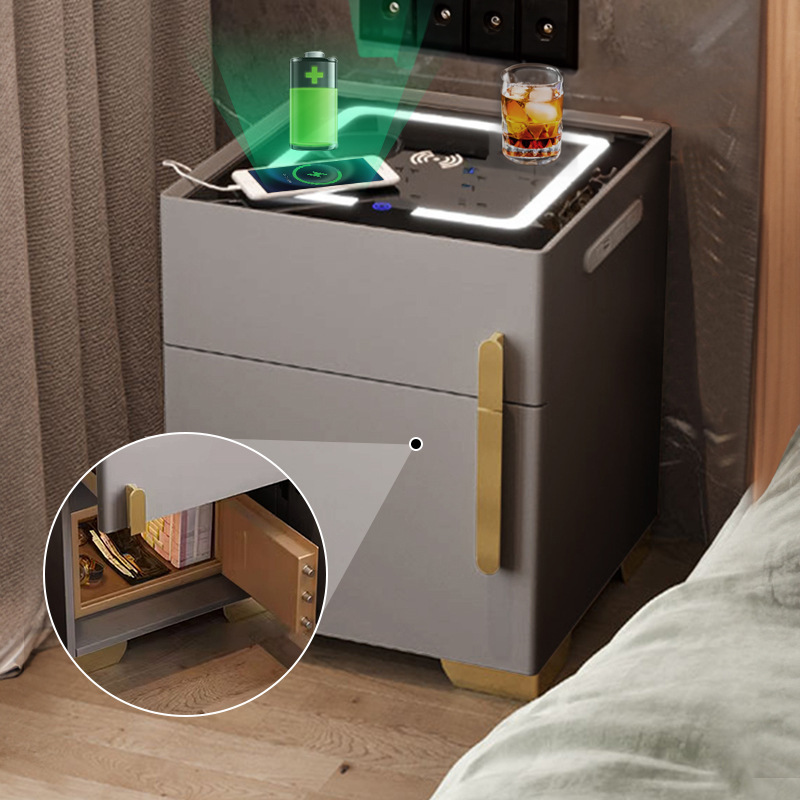 Elegante mesita de noche seguro dormitorio pequeño Gabinete simple luz moderna casa de lujo dormitorio principal armario con cerradura