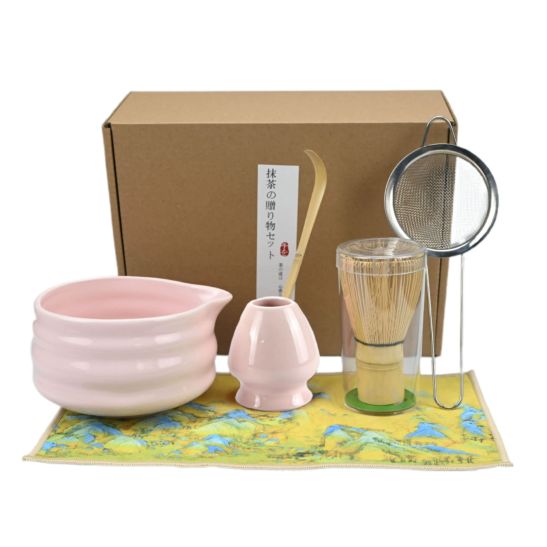 Matcha, Japanese tea cup, mixing stick, set
