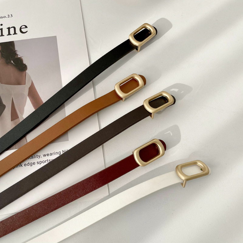 Cinturón de mujer estilo coreano hebilla cuadrada cinturón sin agujeros casual de mujer moda retro simple cinturón de cintura delgada fábrica al por mayor