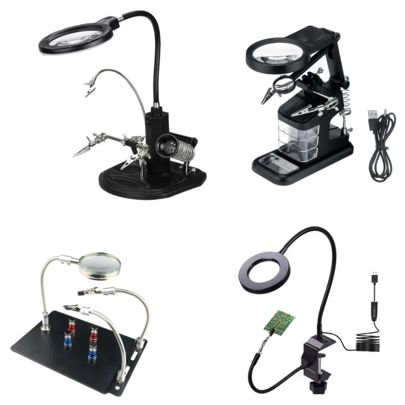 LED auxiliary lights, magnifying glass, universal tubing