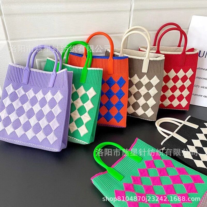 2025 Large Handheld Shoulder Tote Bag Crossbody Knitted Bag Casual Fashion Small Fresh Cute Mobile Phone Bag