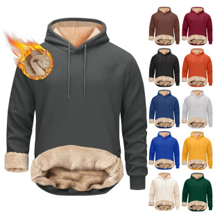 AliExpress cross-border autumn and winter new fleece-lined hooded sweater European and American casual pullover hoodie foreign trade men's jacket