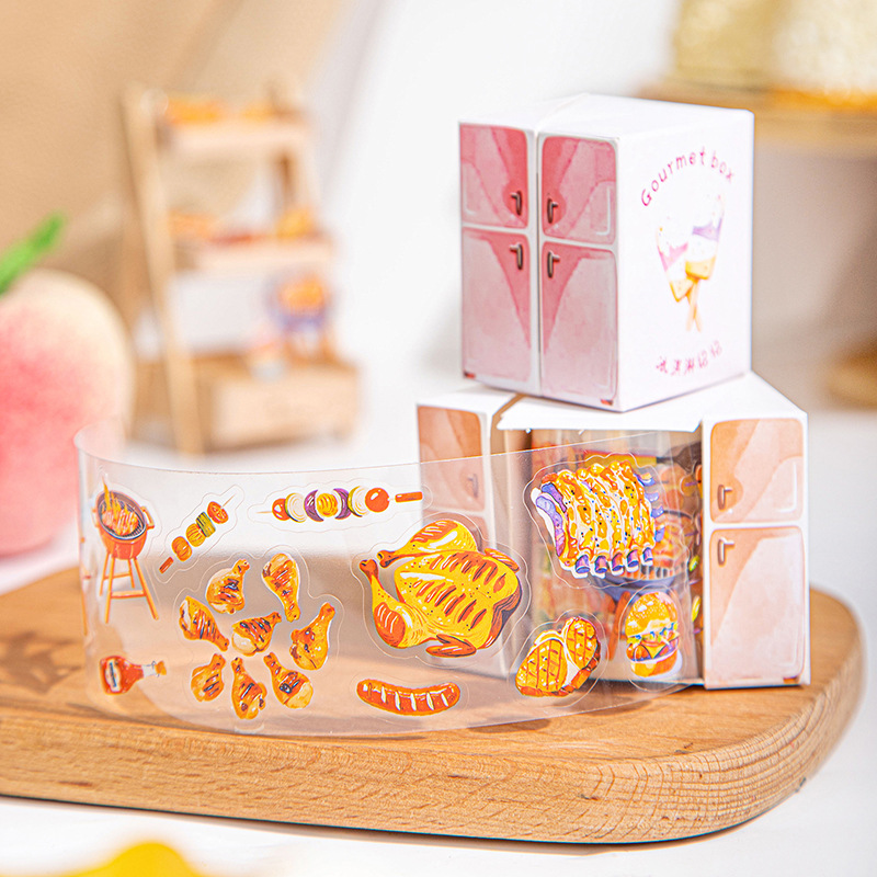 Hermoso día troquelado caja de cinta PET caja gourmet embalaje creativo cuenta manual cinta decorativa de bricolaje